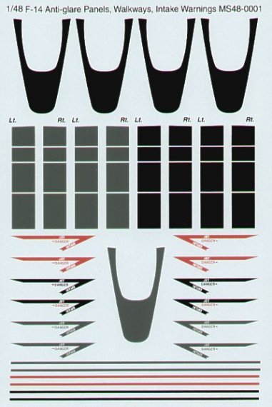 1/48 Grumman F-14 Tomcat Anti-glare panels, black and grey wing