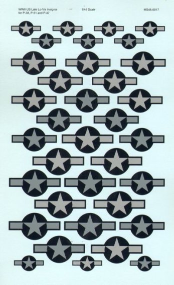 1/48 WWII U.S. Lat Lo-Vis Insignia for Lockheed P-38s Lightning