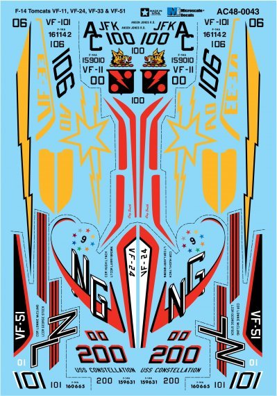 1/48 Grumman F-14 Tomcats VF-11, VF-24, VF-33 & VF-51