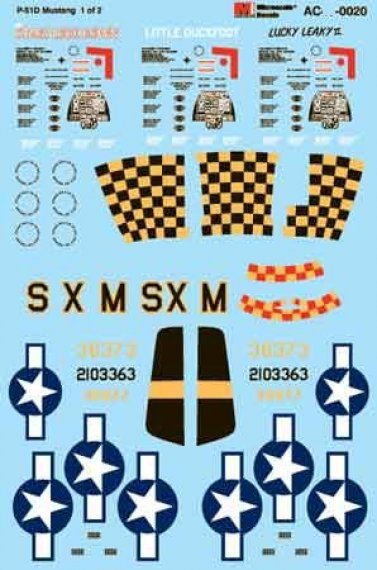 Microscale 1/72 P-51 Mustang Decalcomanie 3 livree
