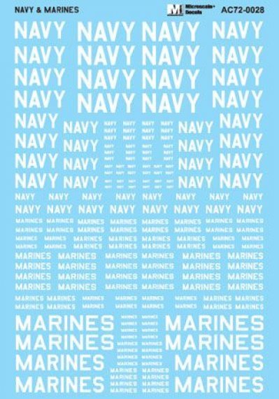 Microscale 1/72 Scritte Bianche Navy e Marines