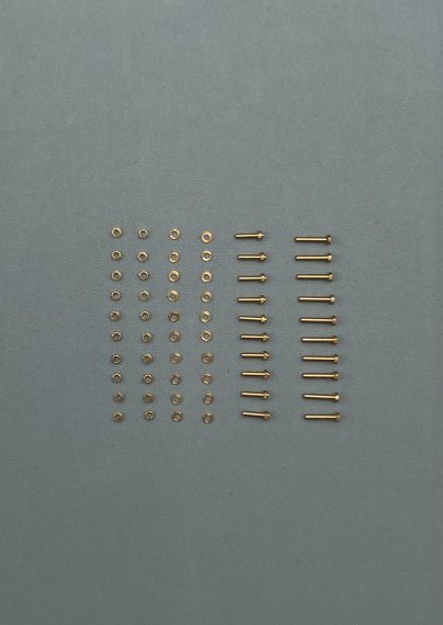 1/35 Brass bolt set 3. Diameter 0,6 mm, hexagon 1 mm