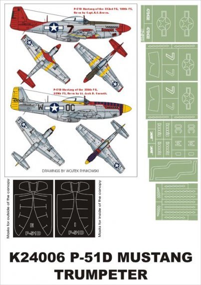 Montex Masques P-51D Mustang 1/24 Verri�re + Insignes Trumpeter
