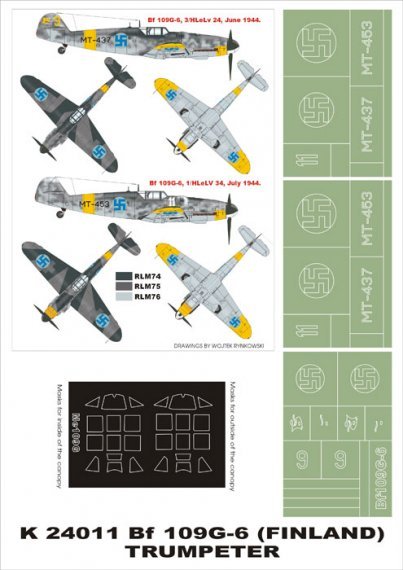 Montex Maschere Bf-109G-6 Finlandia 1/24 per Trumpeter