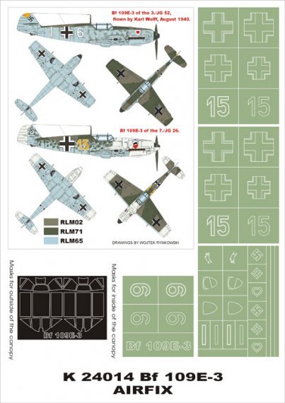 Montex Masques Bf-109E-3 1/24 Verri�re + Insignes Airfix