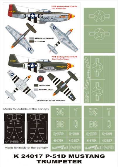 Montex Masques P-51D Mustang 1/24 Verri�re + Insignes Trumpeter