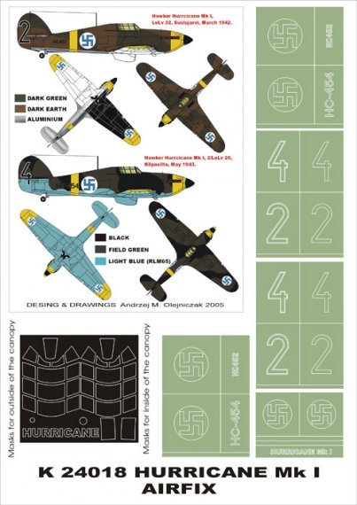 Montex Paint Masks Hawker Hurricane Mk.I Finland 1/24 Airfix