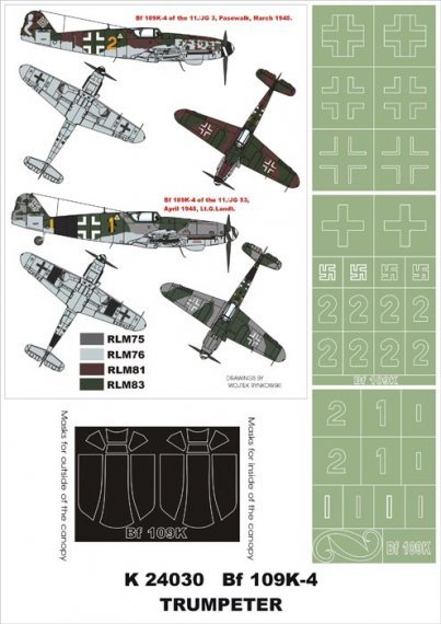Montex Masques Bf-109K-4 1/24 Verri�re + Insignes Trumpeter