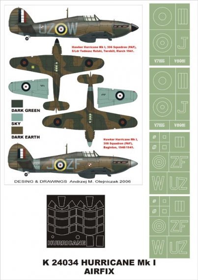 Montex Maschere Hawker Hurricane Mk.I 1/24 per Airfix