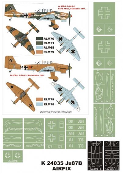Montex Masken Junkers Ju-87B-2 Snake Kabine 1/24 Airfix