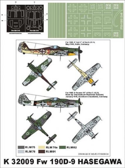 Montex Masques Fw-190D-9 1/32 Verri�re & Insignes Hasegawa/Hobby