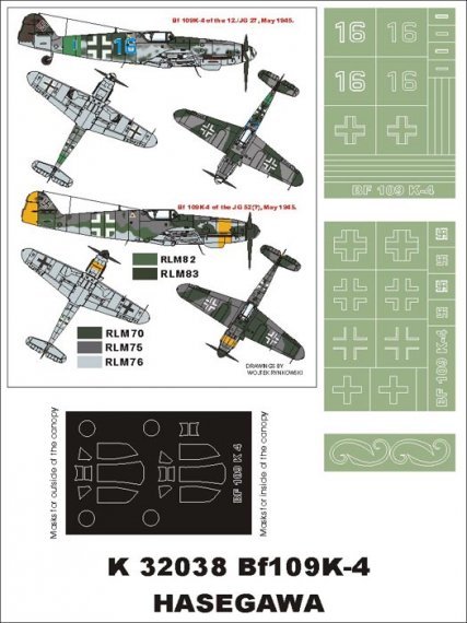 Montex Masken Bf-109K-4 1/32 f�r Hasegawa
