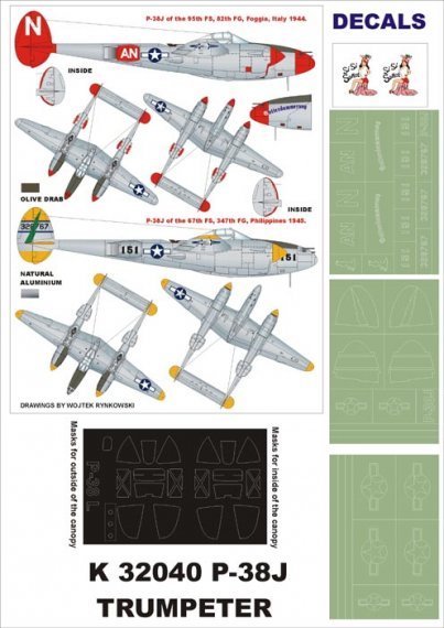 Montex Masques P-38J Lightning 1/32 Trumpeter + d�cals