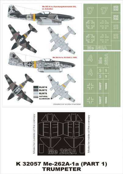 Montex Maschere Me-262A-1a 1/32 per Trumpeter