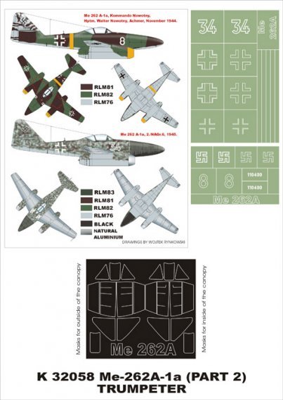 Montex Maschere Vetrino Me-262A-1a 1/32 Trumpeter
