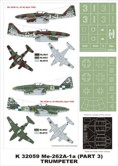 Montex Masques Verri�re Me-262A-1a 1/32 pour Trumpeter