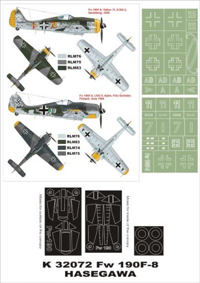 Montex Maschere Focke-Wulf Fw-190F-8 1/32 Hasegawa