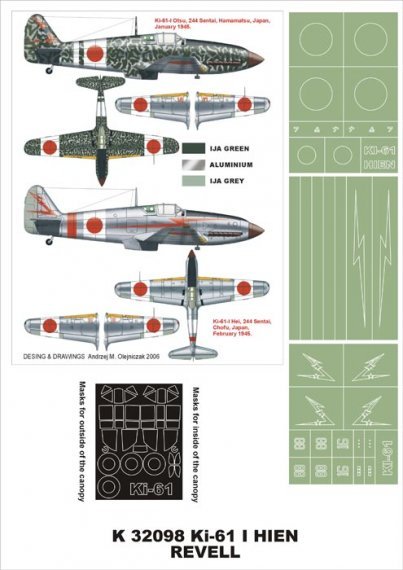Montex Maschere Ki-61-I Hien Cabina e Marcature 1/32 Revell