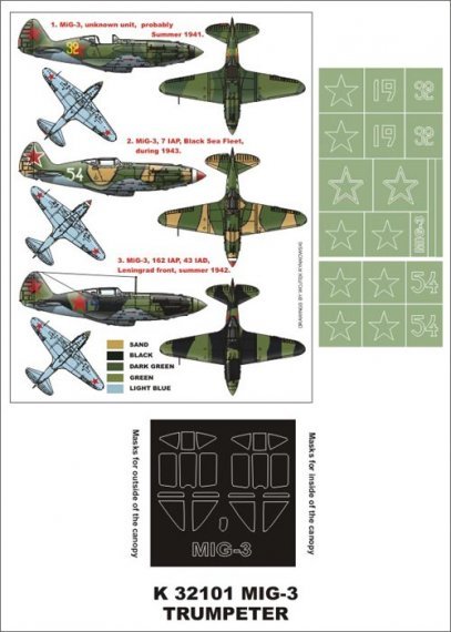 Montex Masques MiG-3 1/32 Verri�re et Insignes Trumpeter
