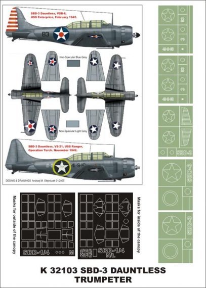 Montex Masques Douglas SBD-3 Dauntless 1/32 Trumpeter