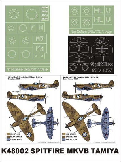 Montex Masques Spitfire Mk.VB Trop 1/48 pour Tamiya