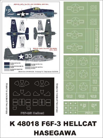 Montex Maschere Grumman F6F-3 Hellcat 1/48 Hasegawa