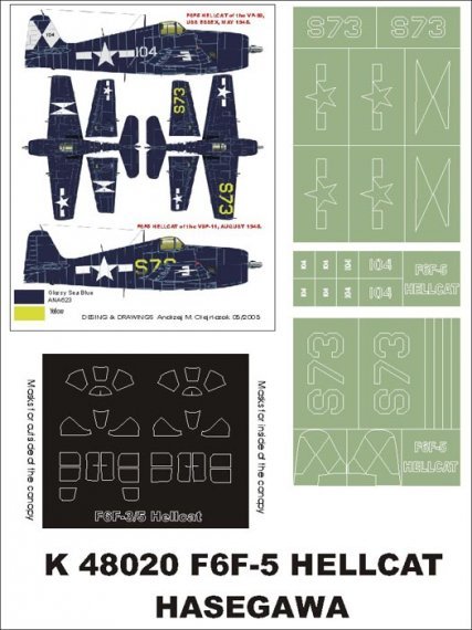 Montex Lackiermasken F6F-5 Hellcat 1/48 Hasegawa