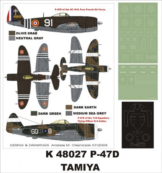 Montex 1/48 P-47D Thunderbolt Bubbletop Masques Tamiya