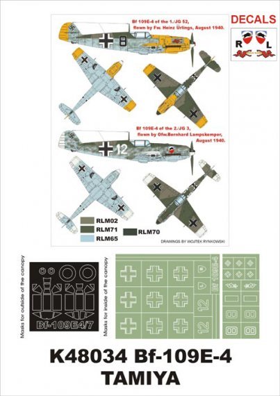 Montex 1/48 Bf-109E-4 Masques Verri�re + D�cals Tamiya