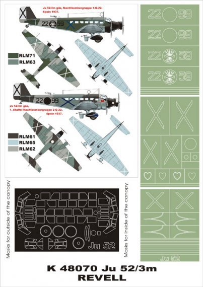 Montex Maschere Junkers Ju-52/3M 1/48 Revell
