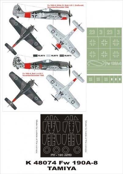 Montex Masques Focke-Wulf Fw-190A-8 Cockpit 1/48 Tamiya