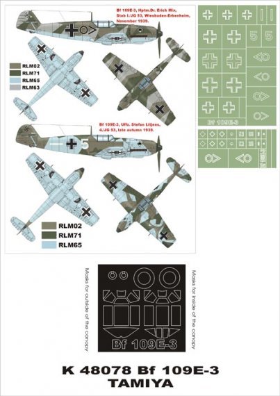 Montex 1/48 Bf-109E-3 Canopy Frame Paint Masks