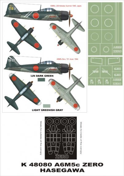Montex 1/48 Maschere A6M5c Zero Hasegawa