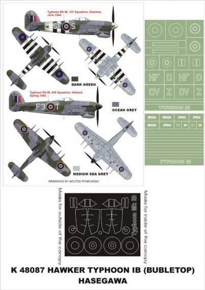 Hawker Typhoon Mk.IB Lackiermasken 1/48 Montex