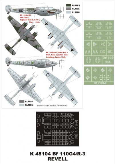 Montex Lackiermasken Bf-110G-4/R3 Revell 1/48