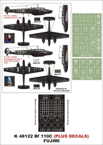 Montex 1/48 Bf-110C Masques canop�e et d�cals Fujimi