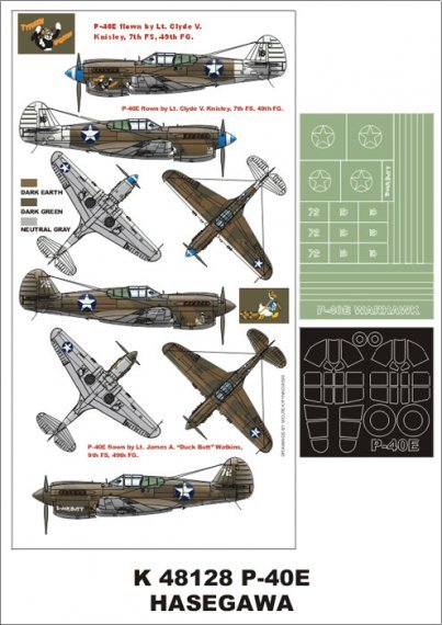 Montex 1/48 P-40E Kittyhawk Paint Mask Set