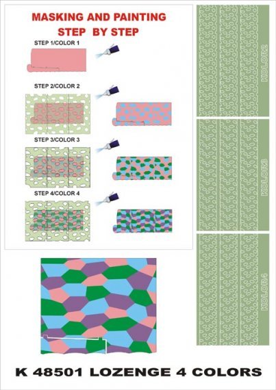 Montex 1/48 Lozenge 6 Sheets 4 Colors