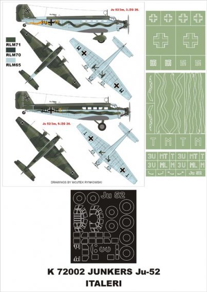 Montex 1/72 Junkers Ju-52/3M Maschere canopy e marcature