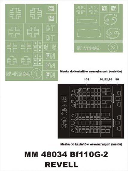 Montex 1/48 Bf-110G-2 Masks Revell Canopy Frame