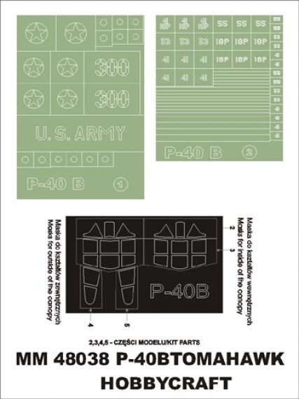 Montex 1/48 P-40B Tomahawk Canopy Frame Paint Masks