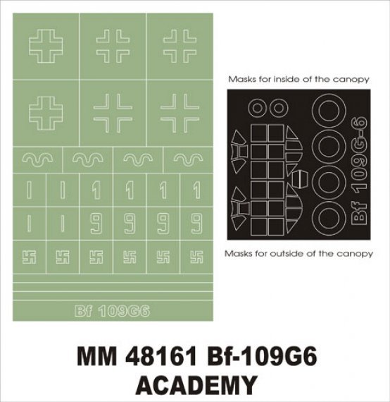Montex 1/48 Bf-109G-6 Canopy Frame and Insignia Paint Masks