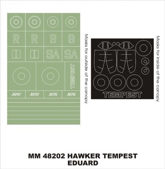 Montex 1/48 Hawker Tempest Maschere Canopy Eduard