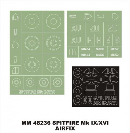 Montex 1/48 Spitfire Mk.IX/XVI Maschere Vernice Canopy