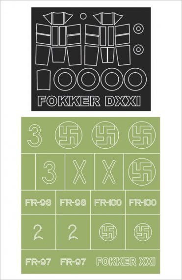 Montex 1/48 Fokker D.XXI Canopy Frame Paint Masks