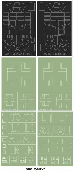 1/24 Junkers Ju-87B Stuka 2 canopy masks + insignia and markings