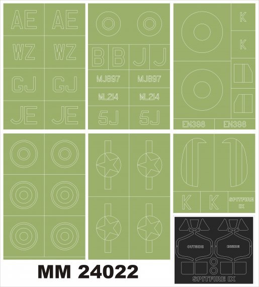 1/24 Supermarine Spitfire Mk.IXc canopy & insignia masks