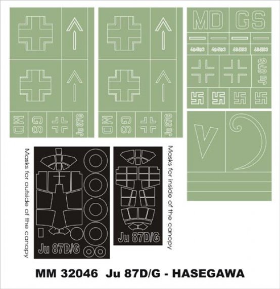Ju-87G Stuka Paint Masks 1/32 Hasegawa Montex