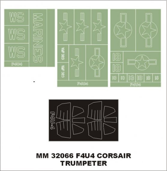 Montex Maschere F4U-4 Corsair 1/32 Canopy Telaio Trumpeter