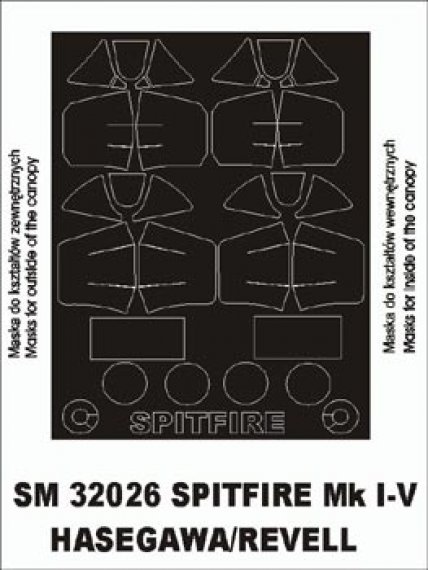 Montex Spitfire Mk.I-Mk.V 1/32 Canopy Frame Paint Masks